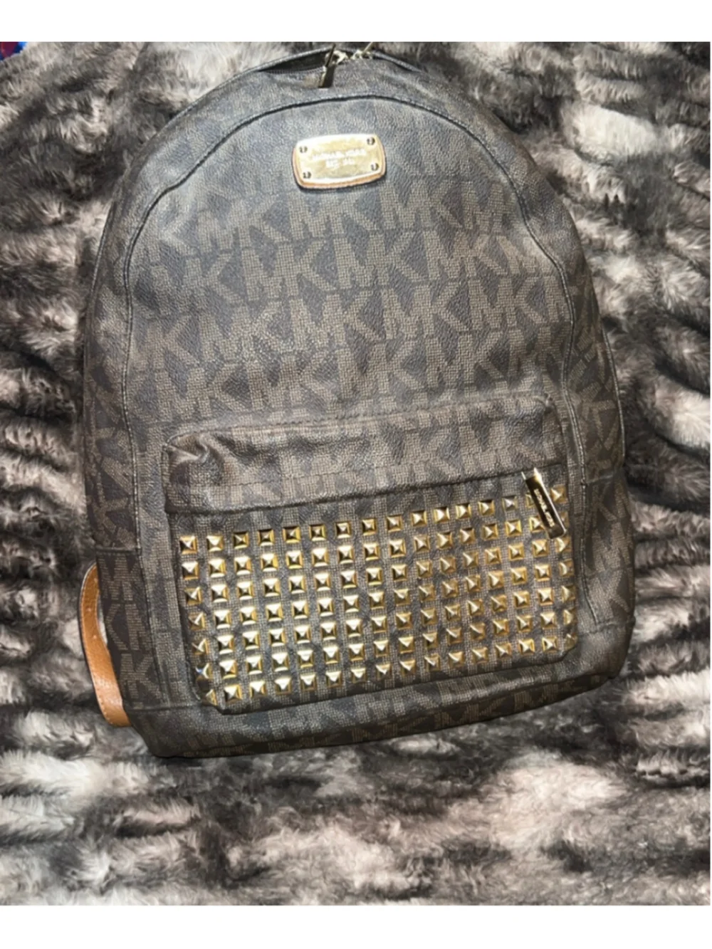 Women's Michael Kors Studded Backpack One Size Brown Gold